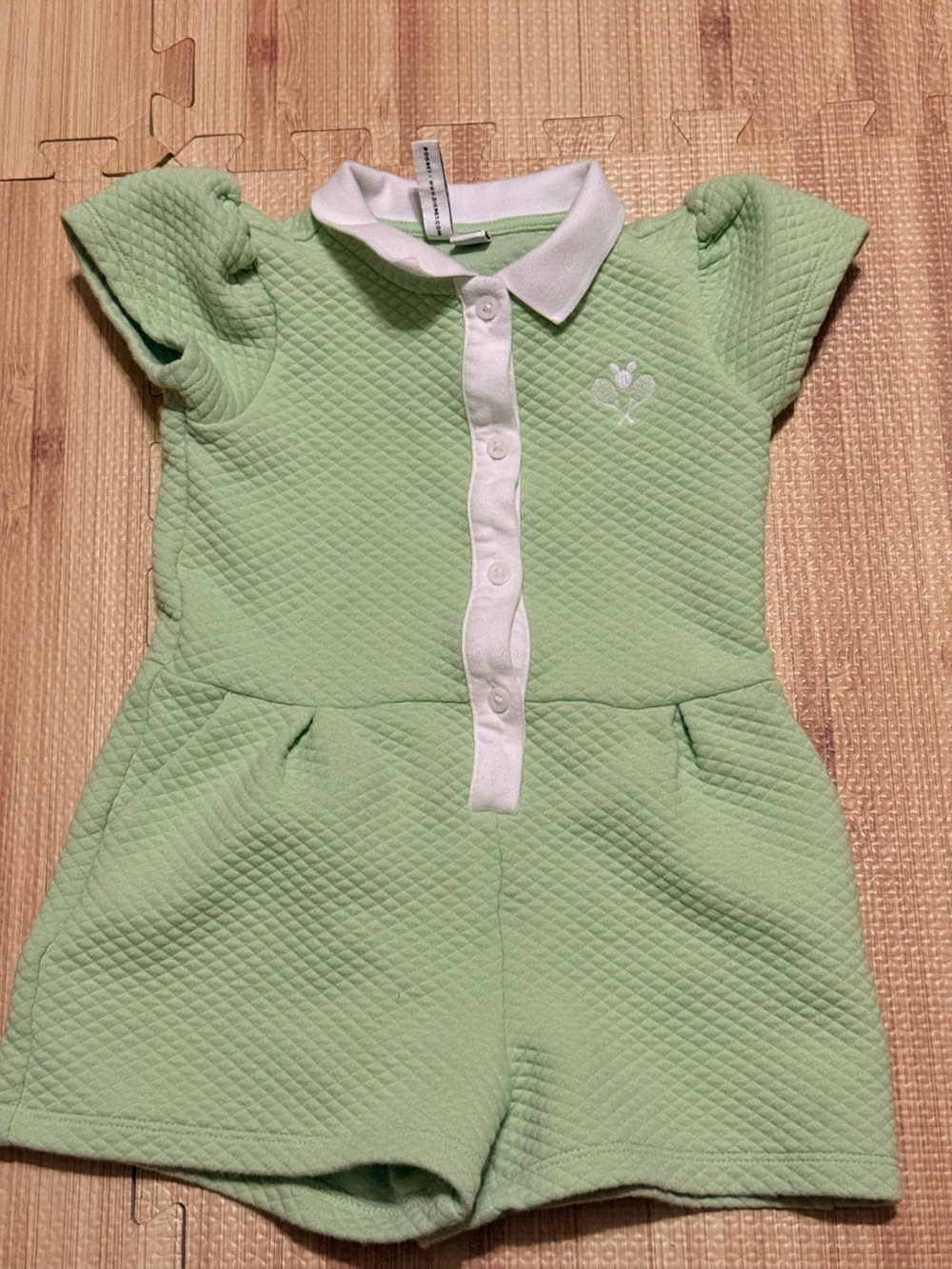 Disney X Janie and Jack Mickey Mouse quilted romper green white SIZE 3 toddler